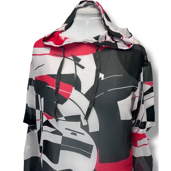 Next Women’s Long Sleeve Cutout Elbows Sheer Drawstring Hoodie, size 10 - Picture 2 of 11